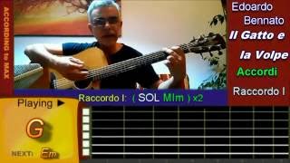 IL GATTO E LA VOLPE Edoardo Bennato  Tutorial per Chitarra con TAB Accordi [upl. by Bedell82]