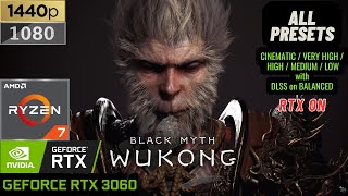 BLACK MYTH WUKONG FPS Test RTX 3060 6GB Ryzen7 5800H  1440p 1080p  ALL Presets  Legion 5 Pro [upl. by Aicercal]