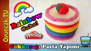 Oyun Hamuru ile Gökkuşağı Pasta Yapımı  Play Doh Rainbow Cake [upl. by Nylirac713]