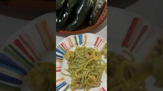 Spaghetti de chile poblano con camarón 🦐 🥰😋 mexicanstyle recetas [upl. by Frohman]