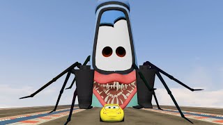 Epic Escape From The Spider Guido Head Eater  Lightning McQueen vs Spider Guido  GTA 5 [upl. by Leffert]