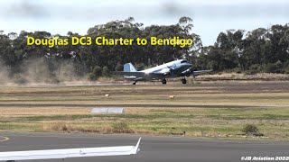 Douglas DC3 Landing Startup and Takeoff VHOVM at Bendigo Airport [upl. by Eilis55]