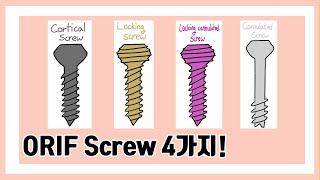 수술용 Screw 40초 안에 구분하기 cortical screw locking screw locking cannulated screw cannulated screw [upl. by Sarad]