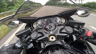 Suzuki Hayabusa 2022 Raw Exhaust Sound Akrapovic Acceleration and Highspeed at Stormy Weather [upl. by Rafaelita]