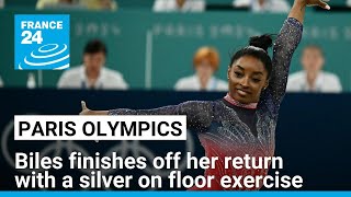 Simone Biles finishes off her return to the Olympics with a silver on floor exercise • FRANCE 24 [upl. by Narf]