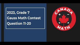 2023 Grade 7 Gauss Math Contest  Questions 1120 [upl. by Anil]