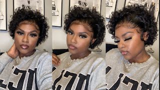 MOST NATURAL Curly Amazon Pixie Cut Wig Install 😍 [upl. by Keldon]