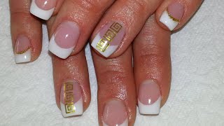 Classic French Acrylic Nails  Bornpretty Store Water Decals Review [upl. by Ahgiel]