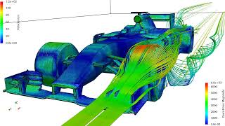 2016 F1 flow over front wing CFD simulation 4K [upl. by Etnaik]