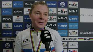 Lotte Kopecky  Interview at the finish  World Championships Road Race Zürich 2024 [upl. by Gabe474]