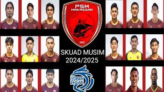 Daftar Pemain Skuad PSM MAKASSAR Musim 20242025 [upl. by Krystalle]