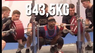 Russel Orhii USA Squat World Record  2nd Place 8435kg Total  83kg Class  IPF Worlds 2024 [upl. by Dielle]