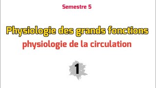 Physiologie circulatoire partie 1  Physiologie des grandes fonctions [upl. by River613]