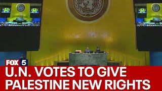 UN votes to give Palestine new rights [upl. by Orfurd580]