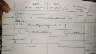 Algebraic expression Ex91Seperate the constants and variableClassify the following into monomial [upl. by Bordiuk69]