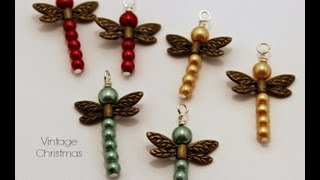 Tutorial Beaded Dragonfly Pendant Charms [upl. by Saimon]