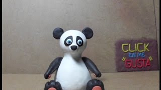 COMO HACER UN OSO PANDA EN PLASTILINA Tutorial de plastilina 12 [upl. by Pepita]