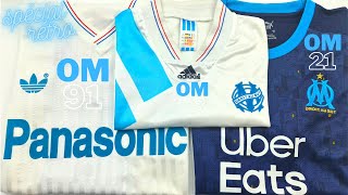 Olympique de Marseille jersey RETRO kit 9091  9293  2021 unboxing amp review  ASMR [upl. by Knah]