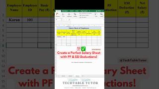 Create a Perfect Salary Sheet with PF amp ESI Deductions in MS Excel‼️ excel excelshorts [upl. by Haggerty]