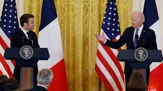 LES PRÉSIDENTS JOE BIDEN ET EMMANUEL MACRON FONT UN COMMUNIQUÉ DE PRESSE [upl. by Ikkim309]