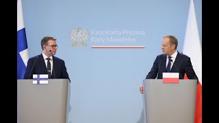 Premier Donald Tusk  podczas oświadczenia prasowego z Premierem Finlandii Petteri Orpo [upl. by Yentrok37]