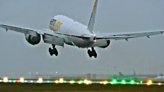 GO AROUND Boeing 777 Crosswind  Windshear  East Midlands Airport [upl. by Suaeddaht]