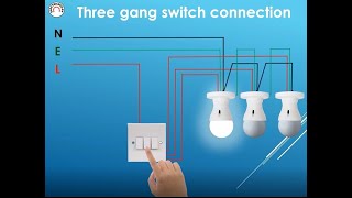 three gang switch wiring diagramhow to connect itelectrical house wiring of 3 gang switch [upl. by Sofia]