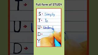 Full form of Study  Study full form  shorts youtubeshorts shortvideo fullform short [upl. by Letsou166]