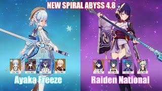 C0 Ayaka Freeze amp C0 Raiden National  NEW Spiral Abyss 48  Genshin Impact [upl. by Nesnej]