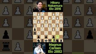 552 Elo Magnus Carlsen vs Hikaru Nakamura chess game [upl. by Bolanger]