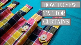 how to make Curtains DIY Tab Top Curtains with wooden button loop Easy DIY Curtains [upl. by Ettenad291]