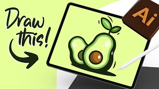 How to Draw a Cute Avocado in Adobe Illustrator on iPad 2024 [upl. by Ahsinuq]