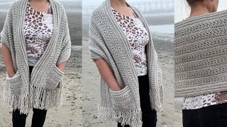 The most beautiful crochet pocket Shawl [upl. by Ah]