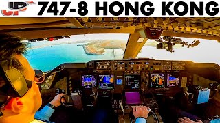 Boeing 7478 Hong Kong Cockpit Flight  Silkway West [upl. by Hama]