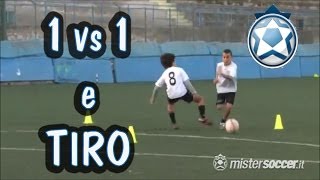 Allenamenti scuola calcio  Esordienti  13  1 contro 1 con tiro [upl. by Ellehcan892]