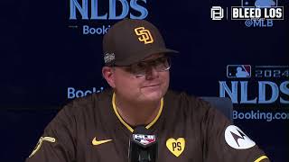 Dodgers Postseason Padres Manager Mike Shildt discusses game commotion Neutralizing Shohei Ohtani [upl. by Navac724]