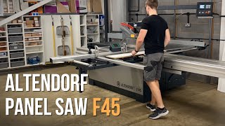 Workshop panel saw Altendorf F45 Setup walkthrough features performance  2021 [upl. by Eetnahc]