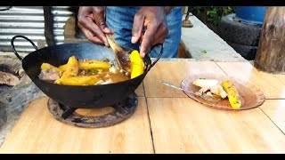 BEEFEDUP NDUMA amp MATOKE Beef Yams amp Green Banana Recipe How We COOK in THE BUSH MANCAVE [upl. by Windham]