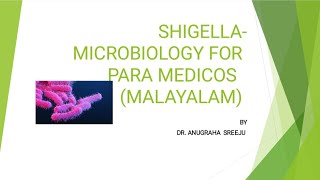 SHIGELLA MICROBIOLOGY FOR PARAMEDICOS  MALAYALAM [upl. by Kacie]