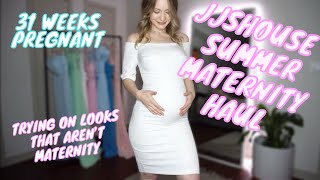 JJSHOUSE Summer Maternity Haul 31 weeks pregnant [upl. by Isdnyl249]