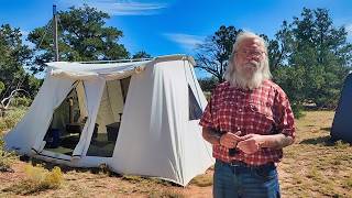 Camping in Comfort Inside the Springbar 10x14 Canvas Tent Winter Van Life Tour [upl. by Merrile155]