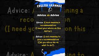 Learn English Grammar Advice vs Advise learnenglish englishlearning englishgrammar english [upl. by Lais]