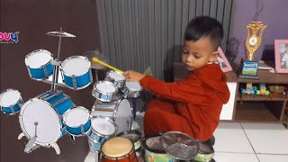 Wadidaww naufal bermain drum mainan anak  anak dan juga kendang anak  anak [upl. by Suoirad]