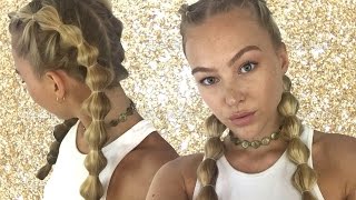 How To Bubble Braid Your Own Hair Tutorial  Hollie Hobin [upl. by Nalod]