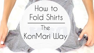 How to Fold Shirts amp Tank Tops  The KonMari Way Marie Kondo [upl. by Tillio]