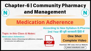 Chapter6  Community Pharmacy and Management  Medication Adherence  Noteskarts [upl. by Yewed]