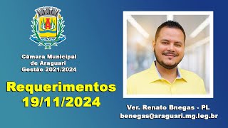 Requerimentos Vereador Renato Bnegas 19112024 [upl. by Rapp]