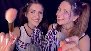 ASMR Cheerleading Twins Do Your Makeup fast amp aggressive ft edafoxx ASMR GermanDeutsch [upl. by Notsrik]