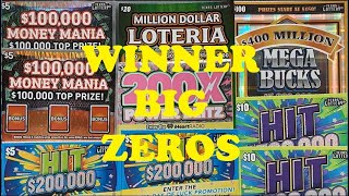 BIG ZEROS WINNER💰💰💰MEGA BUCKS 200X POWER BLITZ HIT LOTERIA MONEY MANIA  TX LOTTERY SCRATCH OFFS [upl. by Bondie225]