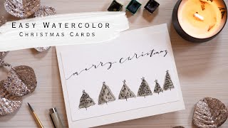 Easy Watercolor Christmas Cards [upl. by Esialb981]